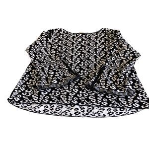 CHICOS Sweater Shirt Womens Size 16 Top Long Bell Sleeve Black White Reversible